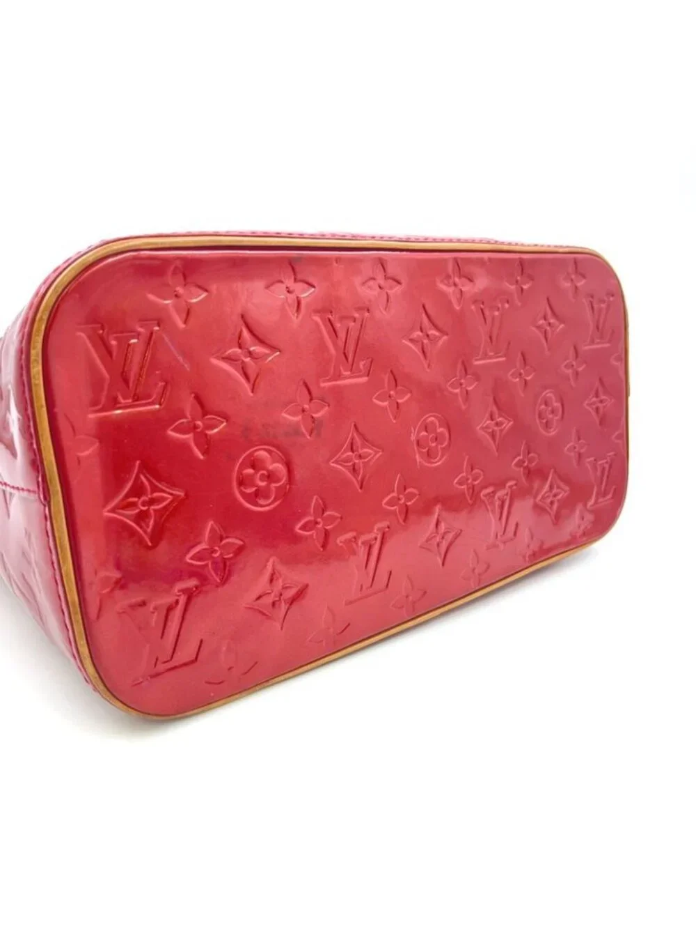 Louis Vuitton Houston Monogram Vernis Pomme D'amour Enamel Leather Red Tote Gold - Picture 9 of 14